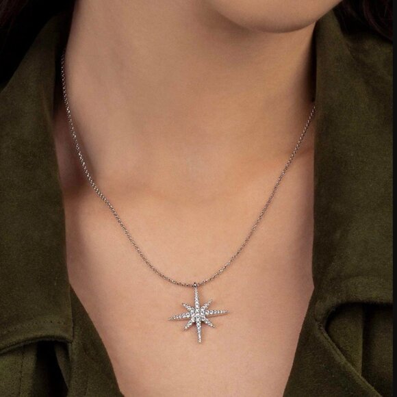 New APM Monaco Shimmering Silver Star Necklace - Picture 1 of 12
